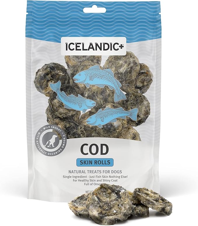 Icelandic+ Cod Skin Rolls Dog Treat 3-oz Bag