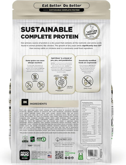 Nature's HUG Dry Dog Food, for Senior-Medium & Large Breeds, 20 lb. Bag, Chicken Flavor Plant-Based Protein Vegetarian Kibble, Grain-Free, Allergen-Free, Complete Protein & Balanced Nutrition