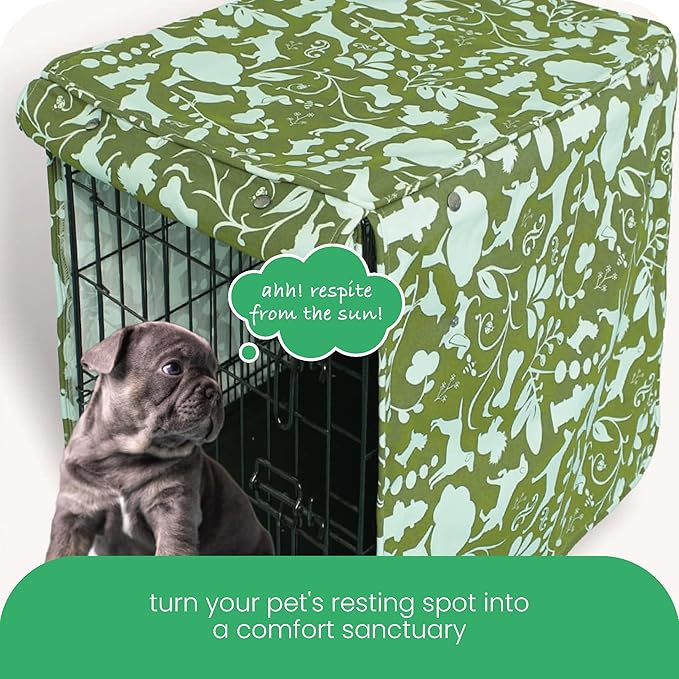 Molly Mutt Amarillo by Morning Dog Crate Cover, 100% Cotton Canvas Cover with 2 Roll-Up Panels, Ideal for Dog or Cat Crate, Durable, Washable, and Free of Harmful Chemicals, 42" x 28" x 31"