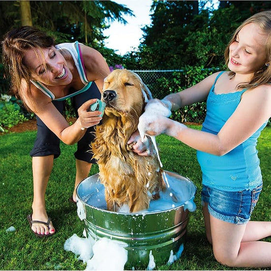 Pet Grooming Bath Massage Brush with Soap and Shampoo Dispenser Soft Silicone Bristle for Long Short Haired Dogs Cats (GREEN)