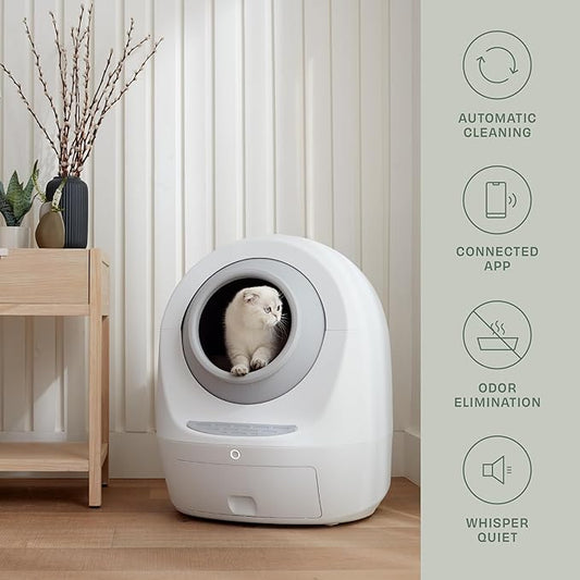 Casa Leo Leo’s Loo Too Self-Cleaning Cat Litter Box, Wi-Fi App Control, <30 dB Whisper-Soft, Anti-Pinch Sensors, UV Odor Defense, Health Monitoring, Large 24 × 22 × 27.6 in