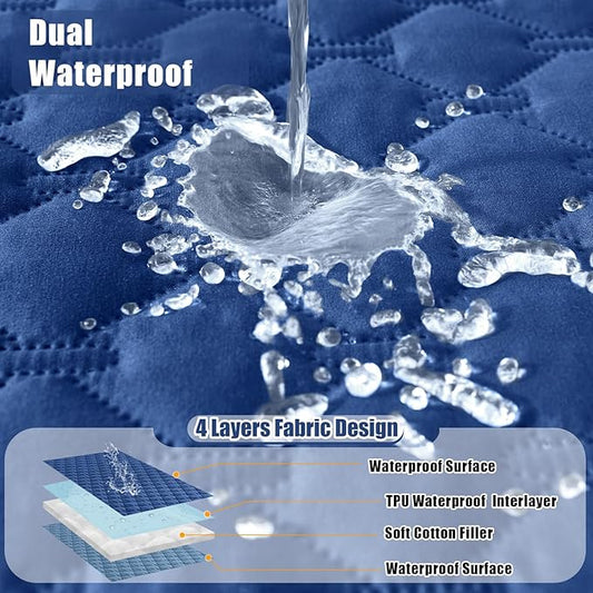 Smiry Waterproof Dog Blanket, Soft Dog Bed Cover Pet Blanket, Reversible Couch Cover for Dogs Washable, Pet Couch Covers for Sofa Furniture Protector for Puppy Cat (82x120 Inch, Navy/Blue)