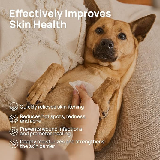 HICC PET Itch Relief Wipes for Dogs & Cats, Soothes Hot Spots, Skin Irritations and Scratching, Hypoallergenic - 100 Count