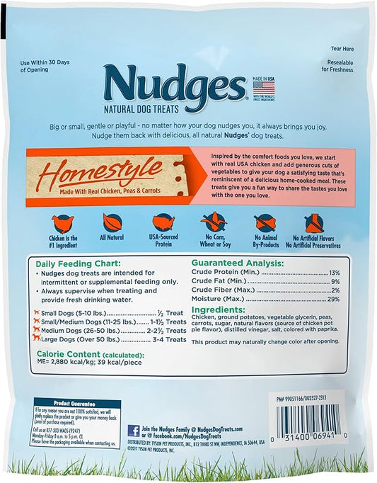 Blue Buffalo Nudges Homestyle Natural Dog Treats, Chicken, 10oz Bag