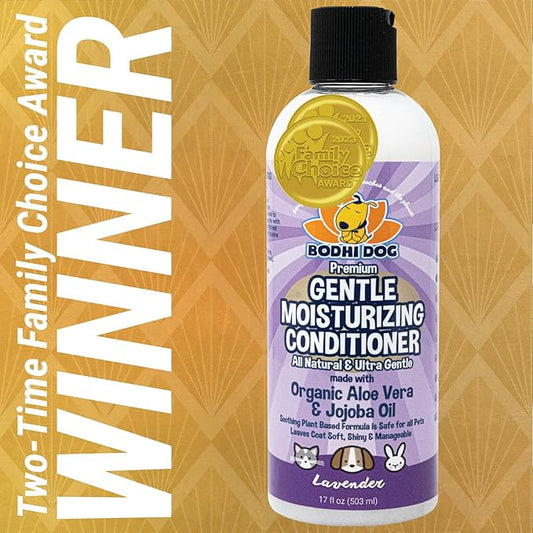 Bodhi Dog Gentle Moisturizing Dog Conditioner - Soothing Plant-Based Formula with Aloe Vera & Jojoba Oil - Hydrates & Softens Coat - Leaves Coat Soft Shiny & Manageable - Lavender Scent (17 Fl Oz)
