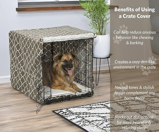 MidWest Homes for Pets Dog Crate Cover, Privacy Dog Crate Cover Fits Midwest Dog Crates, Crate Cover Only; Machine Wash & Dry; Brown Geo Print; 36 inch