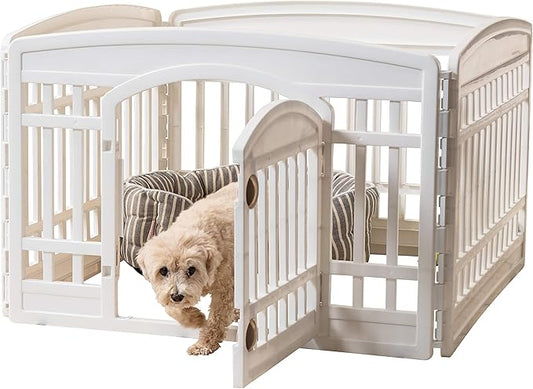 IRIS USA 24” 4-Panel Playpens for Dog, Puppy, Black and White Set
