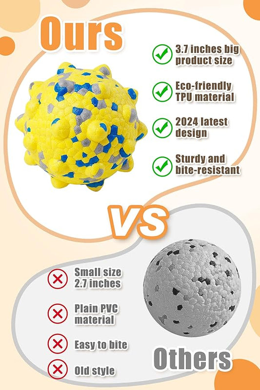 New 3.7'' Dog Balls for Aggressive Chewers, Indestructible Tennis Balls for Dogs, Durable Bouncy Dog Toy Balls, Interactive Dog Toys for Fetch Game, Lightweight Floating Balls (Yellow Large)