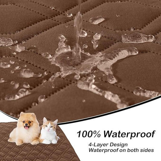 hyha Waterproof Dog Bed Blanket, Soft Dog Bed Cover Pet Blankets, Washable Couch Sofa Cover for Dogs, Reversible Pet Sofa Covers for Furniture (52x82 Inch, Chocolate/Brown)