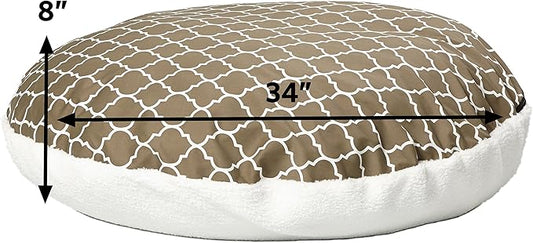 Midwest Homes for Pets Over-Stuffed Dog Bed feat Teflon with Brown/Fleece Pattern, Medium