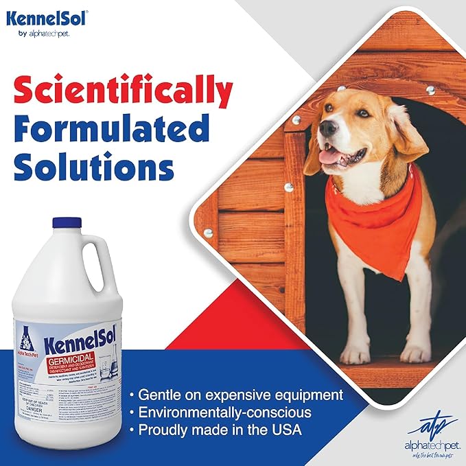 KennelSol 1-Step Kennel Cleaner - EPA Registered Liquid Concentrate Disinfectant and Deodorizer, Effective Against Bacteria and Viruses - 1 Gallon by Alpha Tech Pet