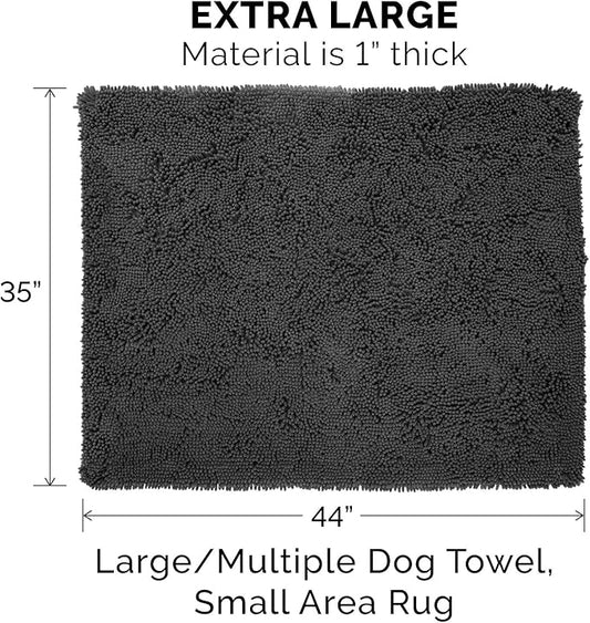 Furhaven 44" x 35" Highly Absorbent Dog Door Mat for Muddy Paws, 100% Washable, Perfect for Entryway, Kitchen, & Bathroom Use - Chenille Shammy Rug - Charcoal (Gray), Extra Large/XL