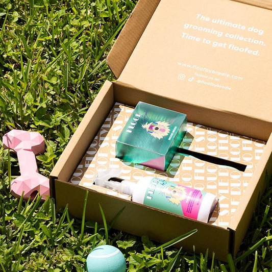 Floof Style Duo - Floof Juice and Brodie Brush - Dog Grooming Brush and Conditioner + Detangler for All Coat Types