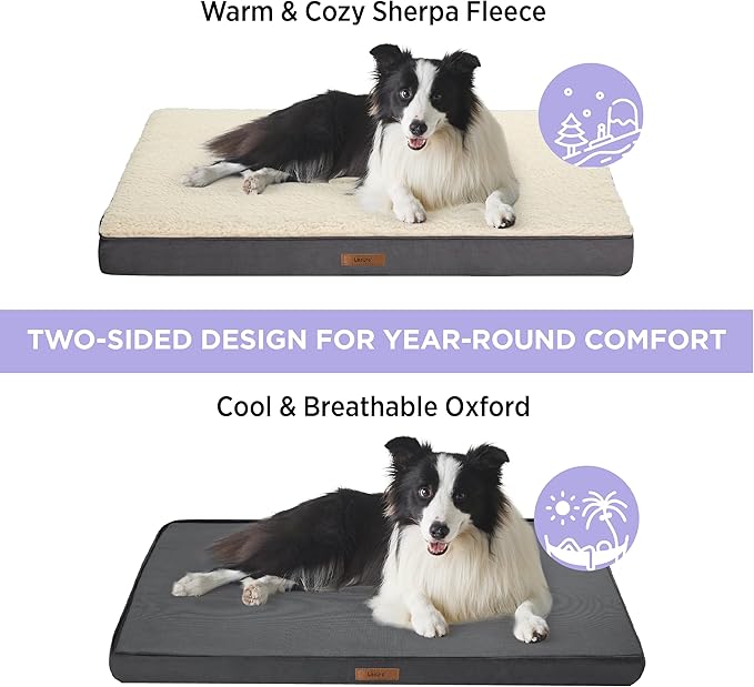 Lesure Dog Bed Cover - Extra Large Dog Bed Washable Removable Cover, Replacement Cover for Orthopedic Pet Mad Beds, 54x44x4 Inches Grey