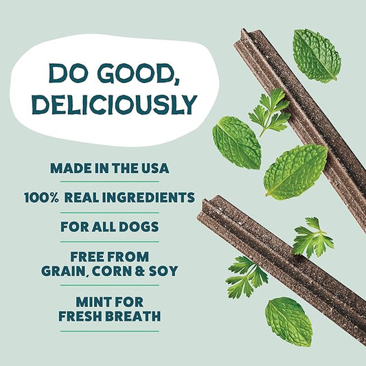 Shameless Pets Dental Chews for Dogs, Mighty Mint Dental Sticks, Healthy Treats for Teeth Cleaning & Fresh Breath - Free from Grain, Corn, & Soy for Small Dogs, 7.2 Ounce Bag