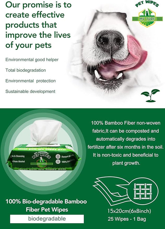 Unscented Dog Wipes – 25 pcs Pet Wipes for Paw Face Ears and Butt – Cat & Dog Wipes Cleaning – Kitten and Puppy Grooming Bath Wipes 6x8 Inch