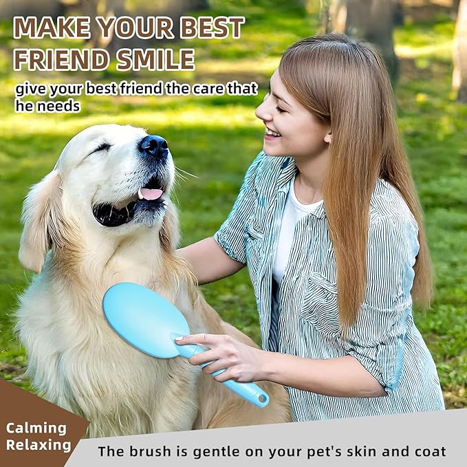Pet Silicone Shampoo Brush for Long & Short Hair Dogs Cats, Shower Wash Curry Massage Brush (BLUE)
