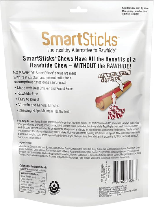 SmartBones SmartSticks, Treat Your Dog to a Rawhide-Free Chew Made With Real Meat and Vegetables, 10 Count (Pack of 1)