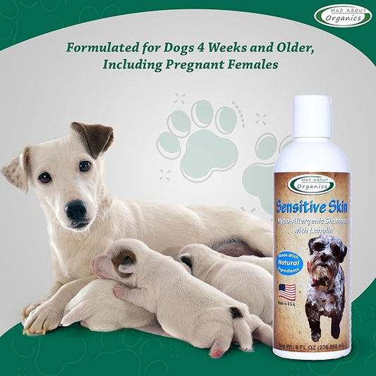 Dog Shampoo for Sensitive Skin - Lanolin-Enriched Formula - pH Balanced to Support Natural Oils - Light Citrus Scent - Suitable for All Dogs - Moisturizes and Softens Coats - 8 oz