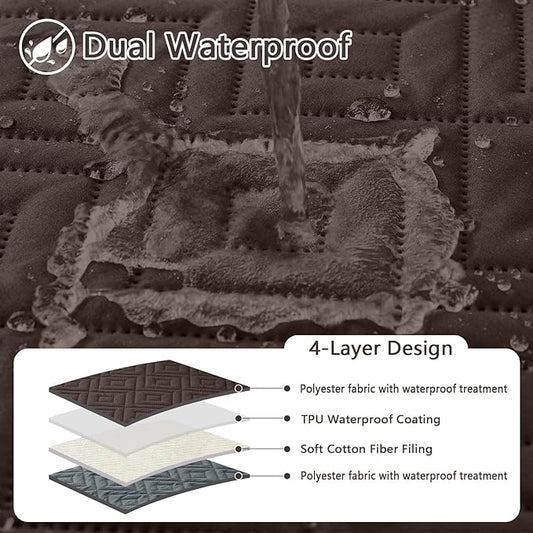 hyha Waterproof Dog Blanket, Soft Pet Bed Blankets, Waterproof Sofa Couch Cover for Dogs Washable, Reversible Pet Couch Covers for Sofa Furniture (82x82 Inch, Chocolate/Dark Grey)