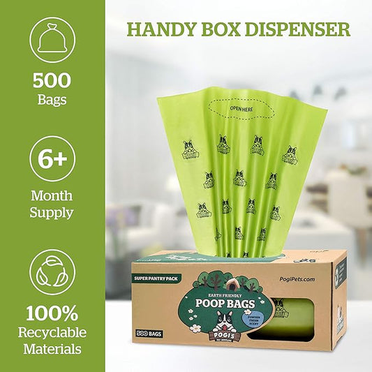 Pogi's Poop n' Wipe Combo - 500 Dog Poop Bags and 100 Plant-based Grooming Wipes Bundle