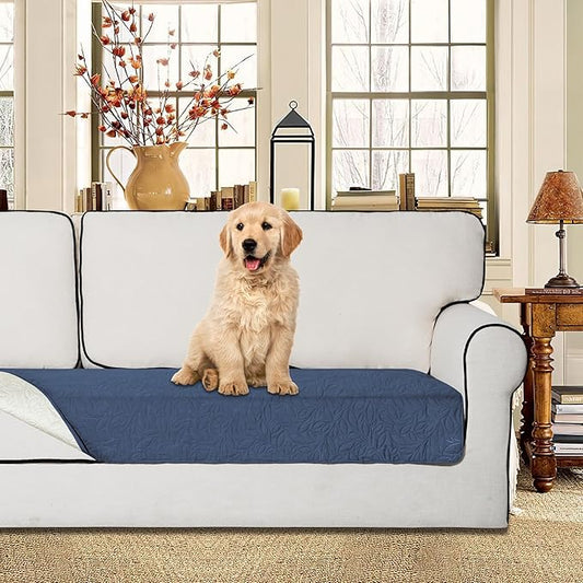 Easy-Going Waterproof Dog Bed Cover Reversible Leak Proof Pet Blanket Replacement Mat for Furniture Washable Couch Cover Sofa Cover for Dogs Cat(30x70 Inch, Navy/Ivory)
