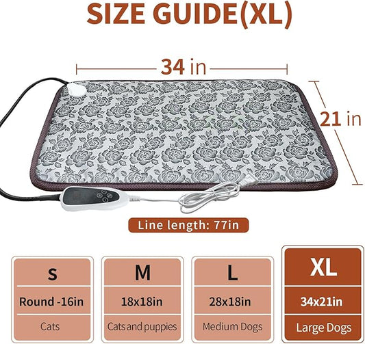 Large Dog Heating Pad 34x21in Waterproof Pet Heating Pad for Smart Thermostat Switch, Whelping Supplies Heated Dog Bed,Adding Wire Rope Wires Puppy Heating Pad Mat-Whelping Box for Dogs-Rose