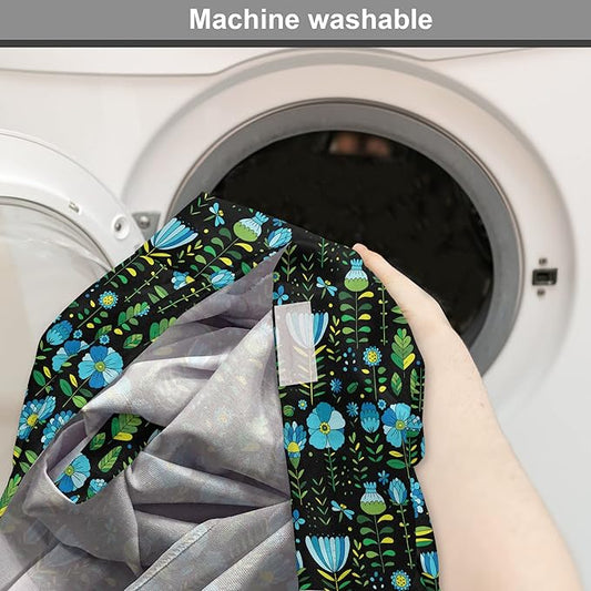 Lunarable Floral Dog Crate Cover, Abstract Flower Bouquets Dragonflies Ladybugs Butterflies on Dark, Easy to Use Pet Kennel Cover for Small Dogs Puppies Kittens, 22 Inch, Blue Green and Charcoal Grey