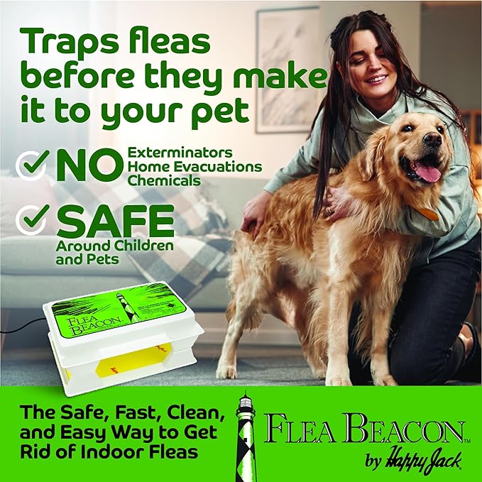 Happy Jack Flea Beacon Kill Fleas in House, Attracts, Traps Indoor Bugs, Breaks Breeding Cycle Before Adults Lay Eggs, Safe, Fast, & Clean Way to Get Rid of Indoor Pests, Made in USA