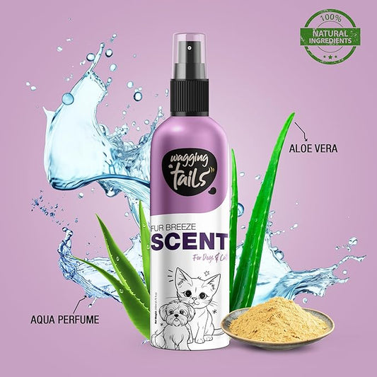Wagging Tails 5-in-1 Fur Breeze Scent, 6.7 fl oz for Dogs & Cats | Alcohol-Free Pet Freshener | Long-Lasting Freshness & Odor Eliminator | Gentle Formulation for All Pets, Ensuring Daily Freshness