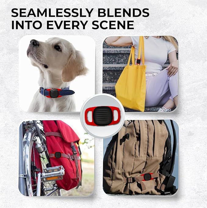 Pet Tracker for Dog, Dog Tracker Smart Pet Location Tracker with Tracker Holder, Item Finder MFi Certificated Tracking Device, No Monthly Fee, Works with Find My (iOS Only) Not GPS Tracker Red