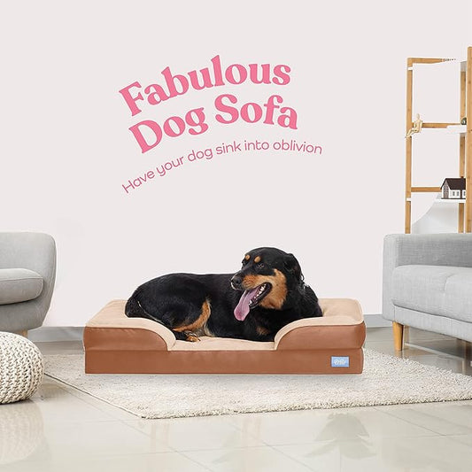 Pitpet Large Dog Bed - Orthopedic Foam, Plush Velvet, Waterproof, Easy Care, Dog-Friendly