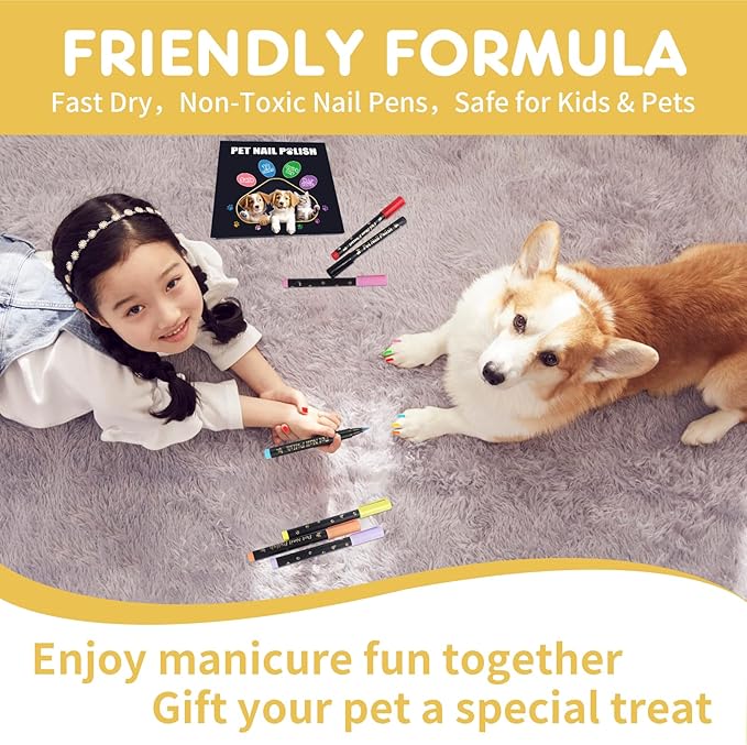 Dog Nail Polish Pens Quick Dry,12 Colors Pet Nail Polish Kit for Dogs,Cats or Birds,Dog Safe Nail Polish and Easy to Apply,Nail Polish Pens for Dogs, Christmas Dog Nail Polish,Ideal Gifts for Dog