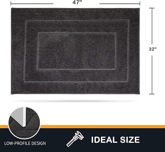 PURRUGS Dirt Trapper Door Mat 32" x 47.5", Non-Slip/Skid Machine Washable Entryway Rug, Dog Door Mat, Super Absorbent Welcome Mat for Muddy Wet Shoes and Paws, Charcoal