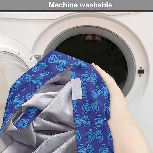 Lunarable Contemporary Blue Dog Crate Cover, Repetitive Pattern with Silhouette Style Bicycles, Easy to Use Pet Kennel Cover for Small Dogs Puppies Kittens, 22 Inch, Dark Violet Sky Blue