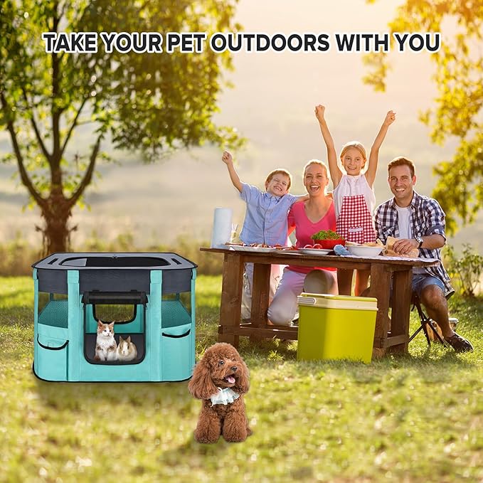 Portable Pet Playpen-Foldable Dog Cat Playpen Indoor, Exercise Pens for Puppy, Collapsible Dog Crate, Cat Tent for Outdoor Travel Camping Use with Free Carrying Case (B-Small (27.6 * 21.7 * 15.7))