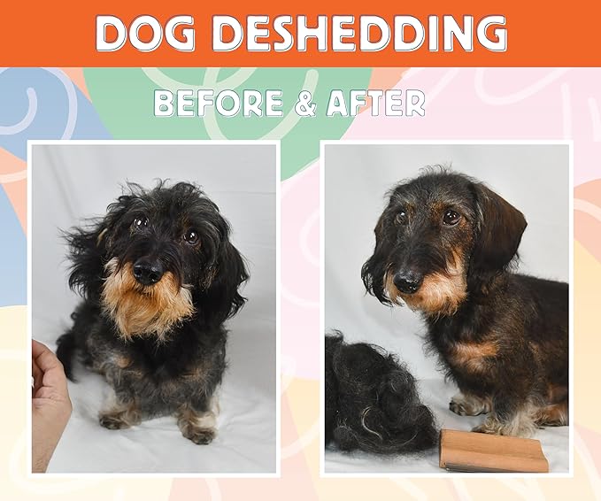 Jocomb Premium Wooden Deshedding & Dematting Brush – Gentle Grooming Brush for Dogs, Cats, Horses & Livestock – Comfortable, Durable & Ideal for Short Hair, Thick Coats & Wiry Coats