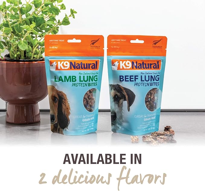 K9 Natural - Grain-Free Air Dried Dog Treat Protein Bites - Lamb Lung, 1.76oz