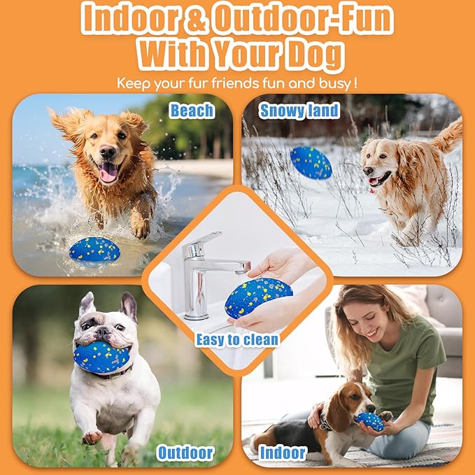 Upgrade Olive Dog Balls Rugby Toys for Aggressive Chewers, Indestructible Tennis Balls for Dogs (Blue)
