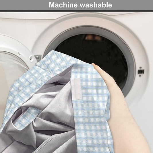 Lunarable Plaid Dog Crate Cover, Geometrical Striped Old Fashioned Pattern Pastel Colors Country, Easy to Use Pet Kennel Cover for Medium Large Dogs, 36 Inch, Pale Blue Yellow White