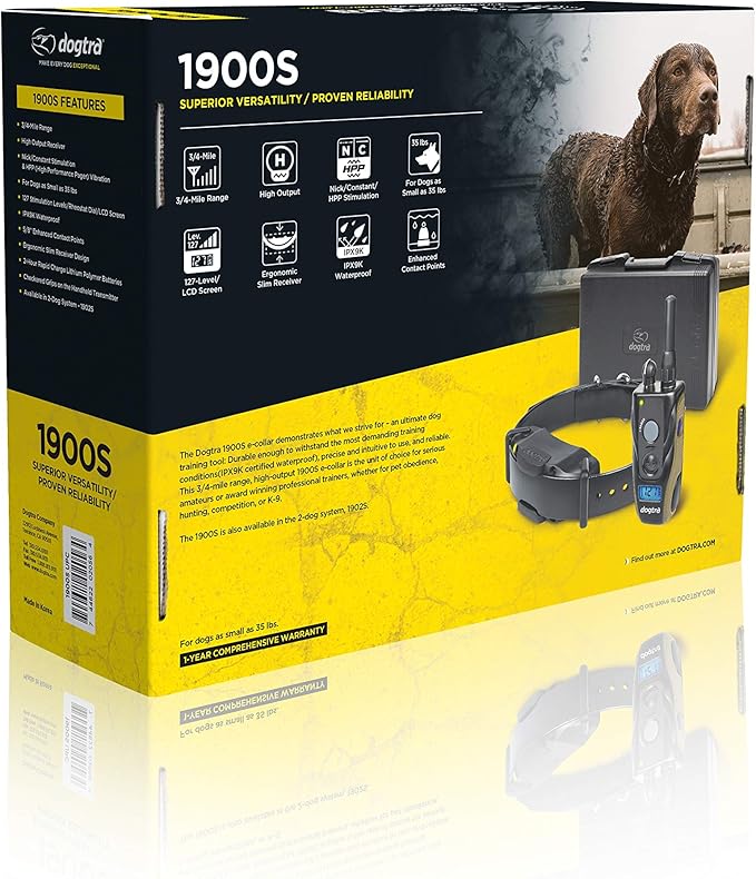 Dogtra 1900S 3/4 Mile Range Rechargeable E-Collar with Adjustable Levels for Dogs