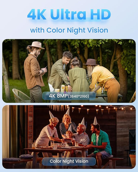 Loocam 4K Wireless Security Camera System Wi-Fi 6, Color Night Vision, 355° Pan 95° Tilt, Light & Siren Alarm, Human Vehicle Detection, Two-Way Audio for Indoor Outdoor, 8CH NVR 1TB HDD Included