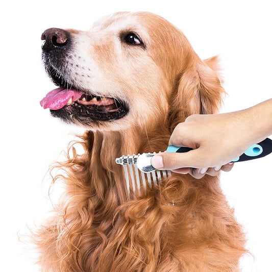 SunGrow Poodle Dog & Bunny Comb Dematting and Detangler Long Hair, Thick Undercoat Brush, for Rabbit, Persian, Maine coon Cat