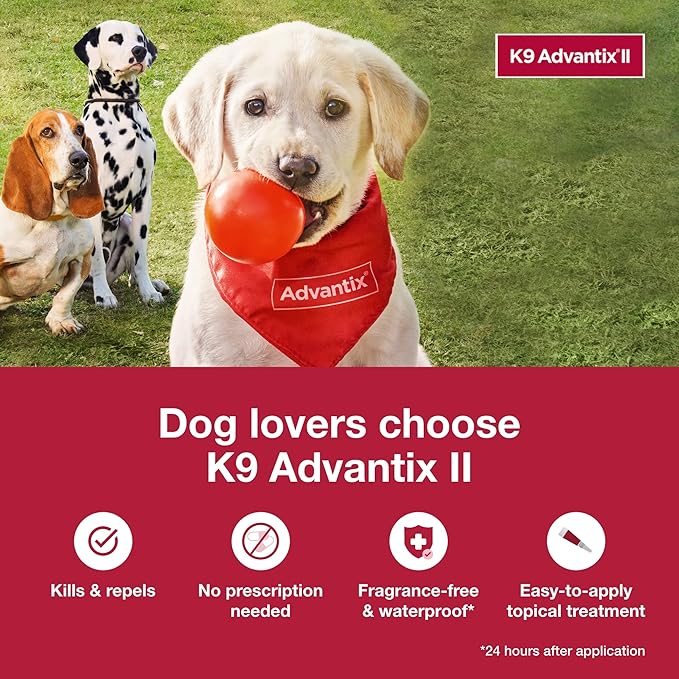 K9 Advantix II XL Dog Vet-Recommended Flea, Tick & Mosquito Treatment & Prevention | Dogs Over 55 lbs. | 1-Mo Supply (Pack of 3)