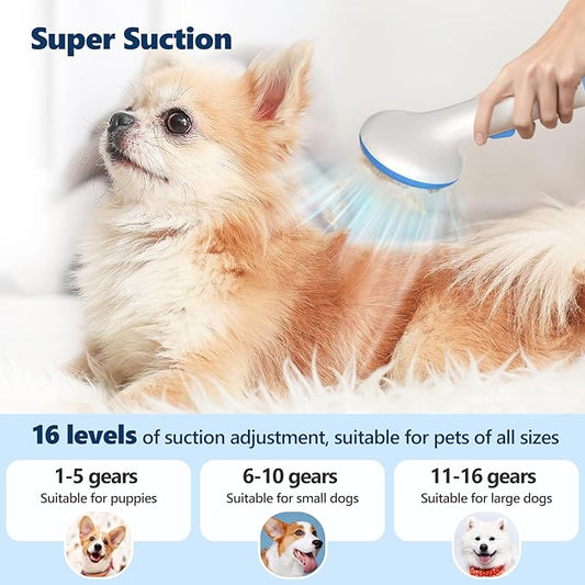 Pet Grooming Vacuum Kit, Dog Clippers for Grooming,Cat Hair Brush Shedding Trimmer Supplies Tool,15Kpa Super Suction Power