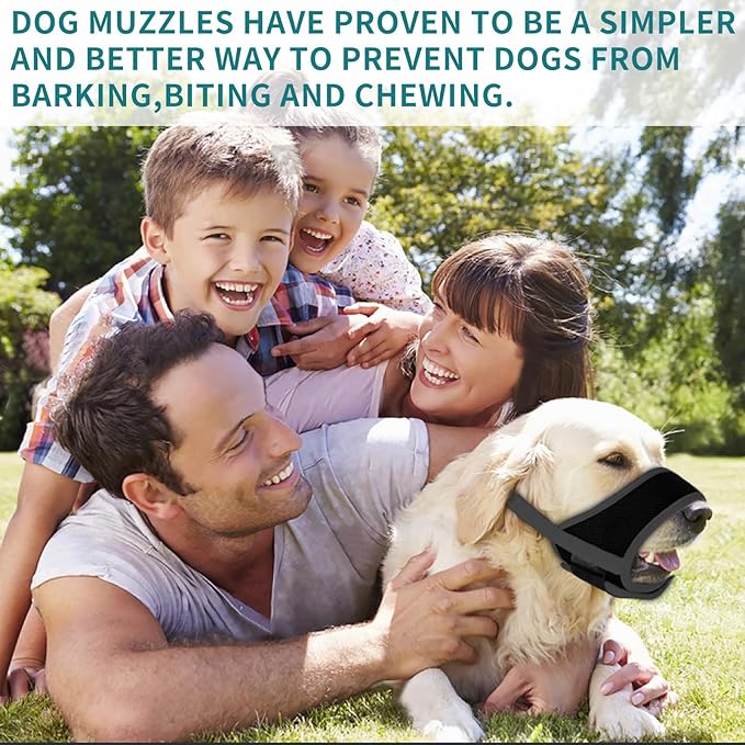 Dog Muzzle for Small Medium Large Dogs, Dog Muzzles for Biting Barking and Chewing Puppy Muzzle Nylon Soft Mesh Breathable Adjustable Loop Muzzle Anti-Dropping (M, Black)
