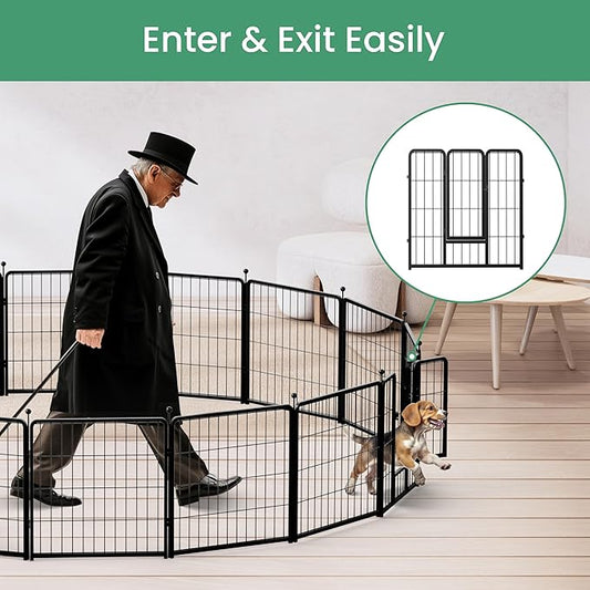 InfiniPower Dog Playpen for Yard, RV, Camping, 24 Inch 8 Panels Play Pen Indoor, Heavy Duty Indoor Outdoor Exercise Dog Pen for Puppies/Small Dogs, Black