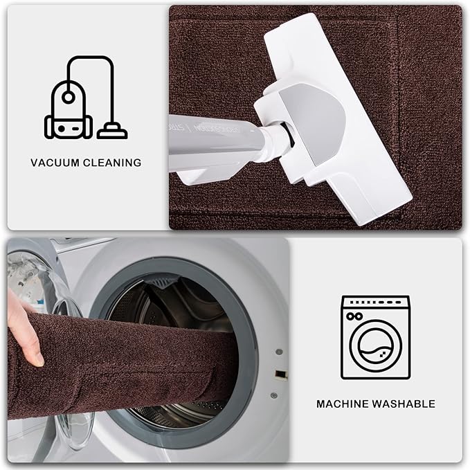 PURRUGS Dirt Trapper Door Mat 24" x 36", Non-Slip/Skid Machine Washable Entryway Rug, Dog Door Mat, Super Absorbent Welcome Mat for Muddy Wet Shoes and Paws, Brown