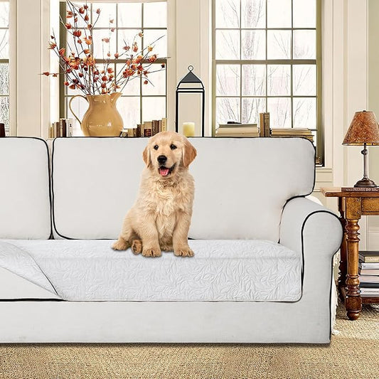 Easy-Going Waterproof Dog Bed Cover Reversible Leak Proof Pet Blanket Replacement Mat for Furniture Washable Couch Cover Sofa Cover for Dogs Cat(30x53 Inch, White/White)