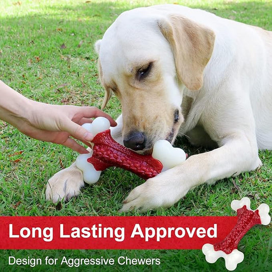Tough Dog Toys, Dog Toys for Aggressive Chewers Large Breed, Aggressive Chew Toys for Large Dogs, Dog Bone Chew Toy Nylon Dog Toys for Large Dogs Extreme Chew Toys Indestructible